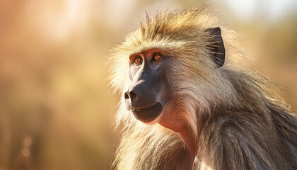 Wild monkey close-up portrait