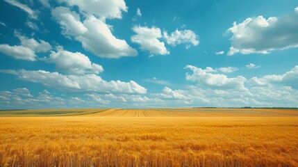 Fototapeta na wymiar Beautiful natural background with yellow field and blue sky large copyspace area with copy space for text