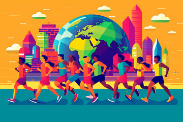 World Running Day.World Running Day. Promotion of running.