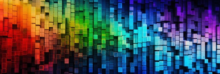 A Cascade Of Rainbow Pixels In A Digital, Background Image, Background For Banner, HD