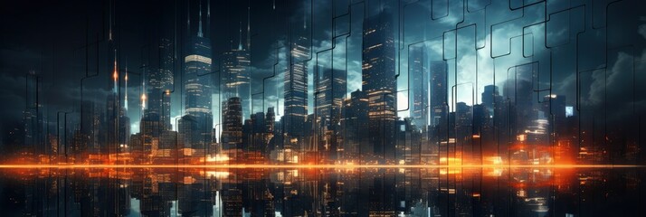 A Dynamic Abstract Cityscape At Night, Background Image, Background For Banner, HD