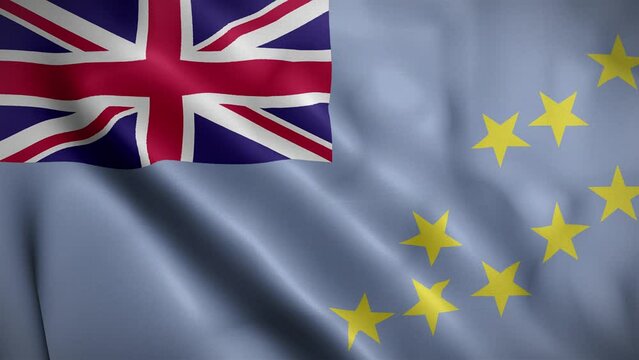 Tuvalu waving flag, Flag of Tuvalu Animation, Tuvaluan Flag Closeup, 4k Tuvaluan Flag Waving Animation
