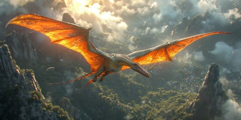 Majestic red dragon - mythical creature soaring in the sky, embodying fantasy and imagination.