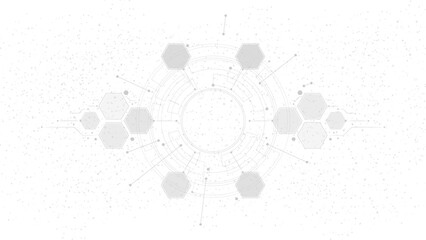 gray background technology hexagon line template.