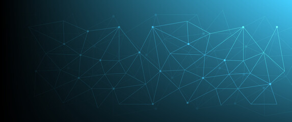 Abstract futuristic - Molecules technology with polygonal shapes on dark blue background. Illustration Vector design digital technology concept. Global network connection.