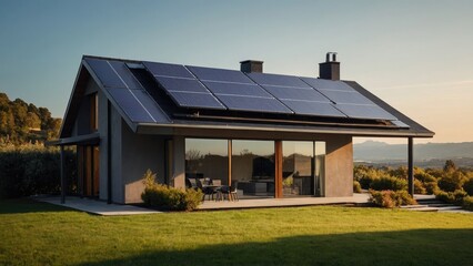 House with a solar panel on the roof