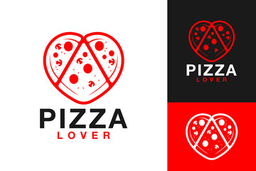 Pizza Love Slice Restaurant Logo Design - obrazy, fototapety, plakaty