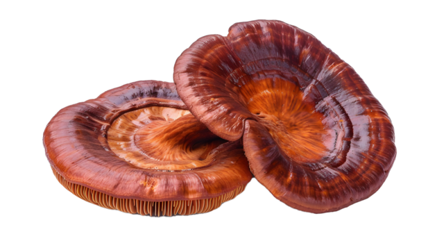 Red reishi Mushroom (Lingzhi) isolated on white background