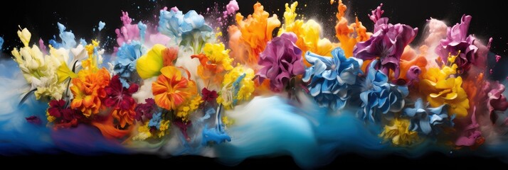 Fototapeta na wymiar A Floral Explosion With Abstract Interpret, Background Image, Background For Banner, HD