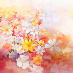 Obraz na płótnie Canvas Watercolor illustration of summer floral blossoms