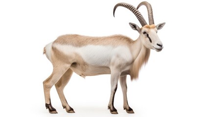 Addax on white background, hyper - realistic photography, highly detailed, 