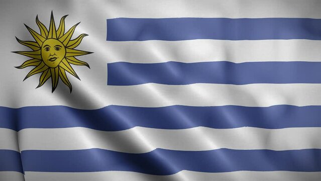 Uruguay waving flag, Flag of Uruguay Animation, Uruguayan Flag Closeup, 4k Uruguayan Flag Waving Animation