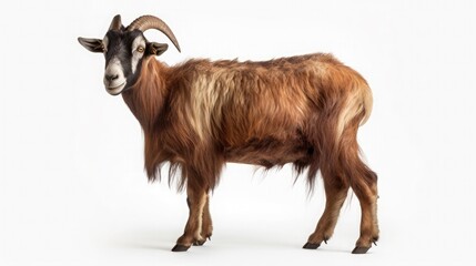 Goat isolated white background, ultra realistic photography, 