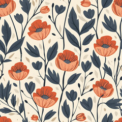 seamless floral background   ,Ai generative