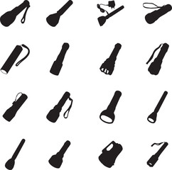 torch light Silhouette Vector Art Icons.