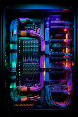 a bunches of colored wires in a cabinet