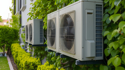 Air Source heat pump fitted outside a new home development