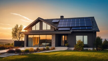 House with a solar panel on the roof