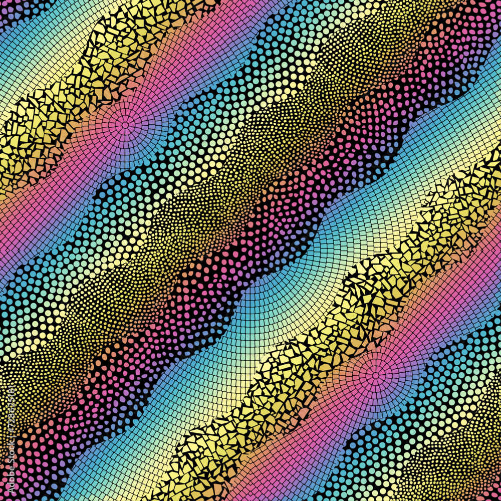 Poster Vector seamlesstile mosaic pattern. Ceramic tiles background. Vector pattern