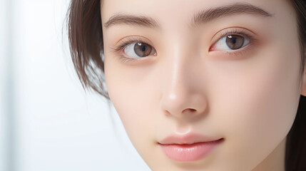 "Close-up of a Woman with a Radiant Complexion