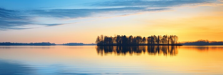A Serene Lakeside Evening Gradient, Background Image, Background For Banner, HD