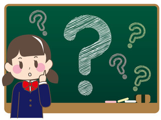 はてな黒板と学生の女の子