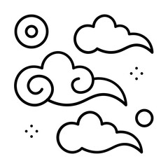 Chinese cloud icon with thin line style