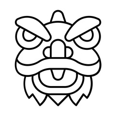 Dragon head icon with thin line style
