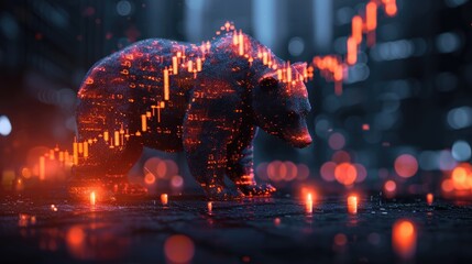 Financial and business abstract background with candle stock graph chart. Bull vs bear concept traders concept