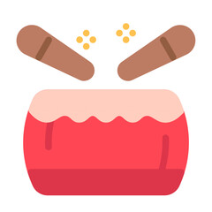 Chinese drum icon with flat color style