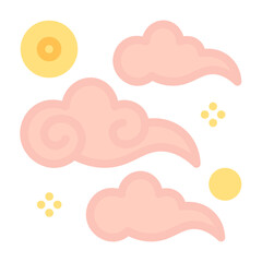 Chinese cloud icon with flat color style