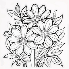 Luxury floral coloring book pages line art sketch