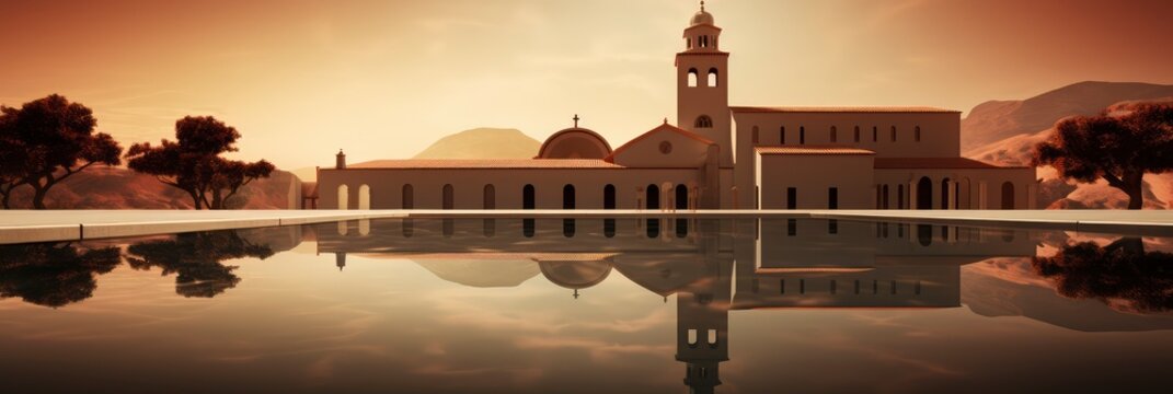 A Tranquil Abstract Of A Secluded Monaster, Background Image, Background For Banner, HD