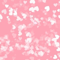 Abstract Pink Heart Bokeh Light Seamless Pattern: Valentine's Day Love Background 