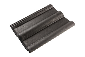 Grey Concrete Roof Tiles Isolated on White Background.