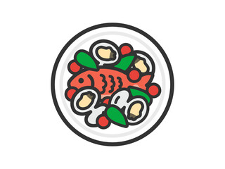 アクアパッツァのアイコン（線画カラー）のイラスト