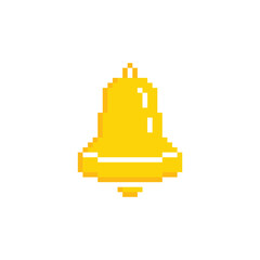 pixel Bell  icon.  Vector pixel art Bell 
 8 bit logo for game