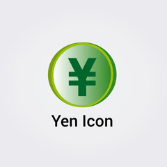 Obraz premium Icône Yen Logo Illustration Devise Europe Couleur Vert dans Cercle Rond Vecteur