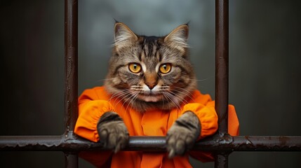 a humanoid cat under the prison