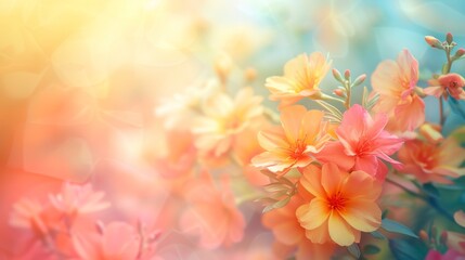 attractive yellow and pink flowers blurry background
