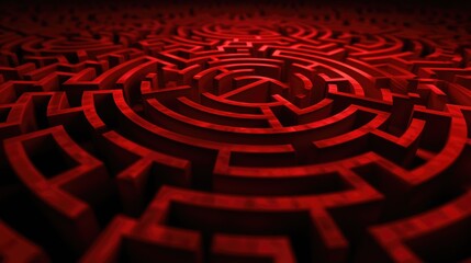 Abstract red labyrinth background, complexity and difficulties abstract red backdrop
