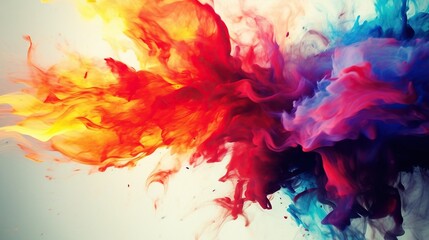 colorful ink in the air with a white background