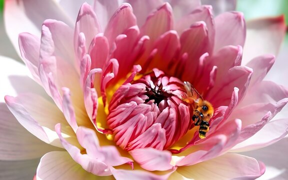 Lotus flower and bee