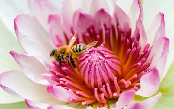 Lotus flower and bee