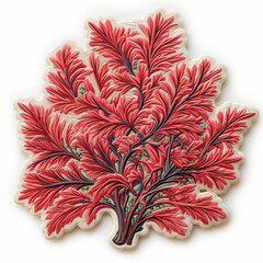 Detailed Illustration of a Red Coral Branch

