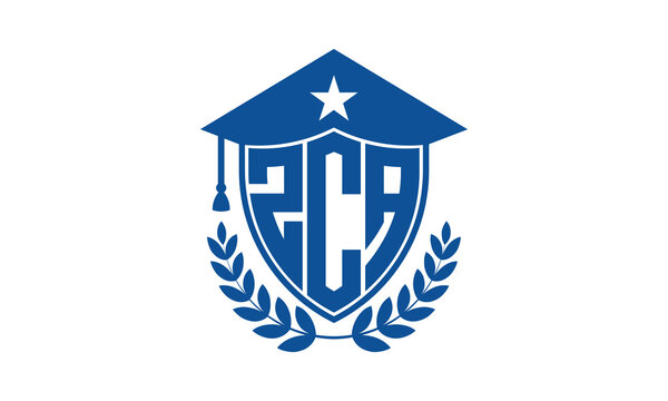 ZCA three letter iconic academic logo design vector template. monogram, abstract, school, college, university, graduation cap symbol logo, shield, model, institute, educational, coaching canter, tech