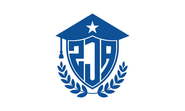 ZJA three letter iconic academic logo design vector template. monogram, abstract, school, college, university, graduation cap symbol logo, shield, model, institute, educational, coaching canter, tech