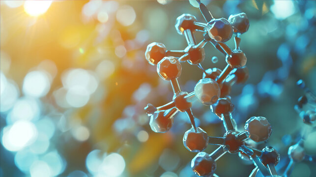 seratonin in the form of tablets and crystal lattice molecules illustration
