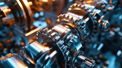 Abstract modern engine wallpaper, gears and cogs close-up technology background