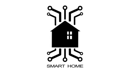 smart home logo, black isolated silhouette
